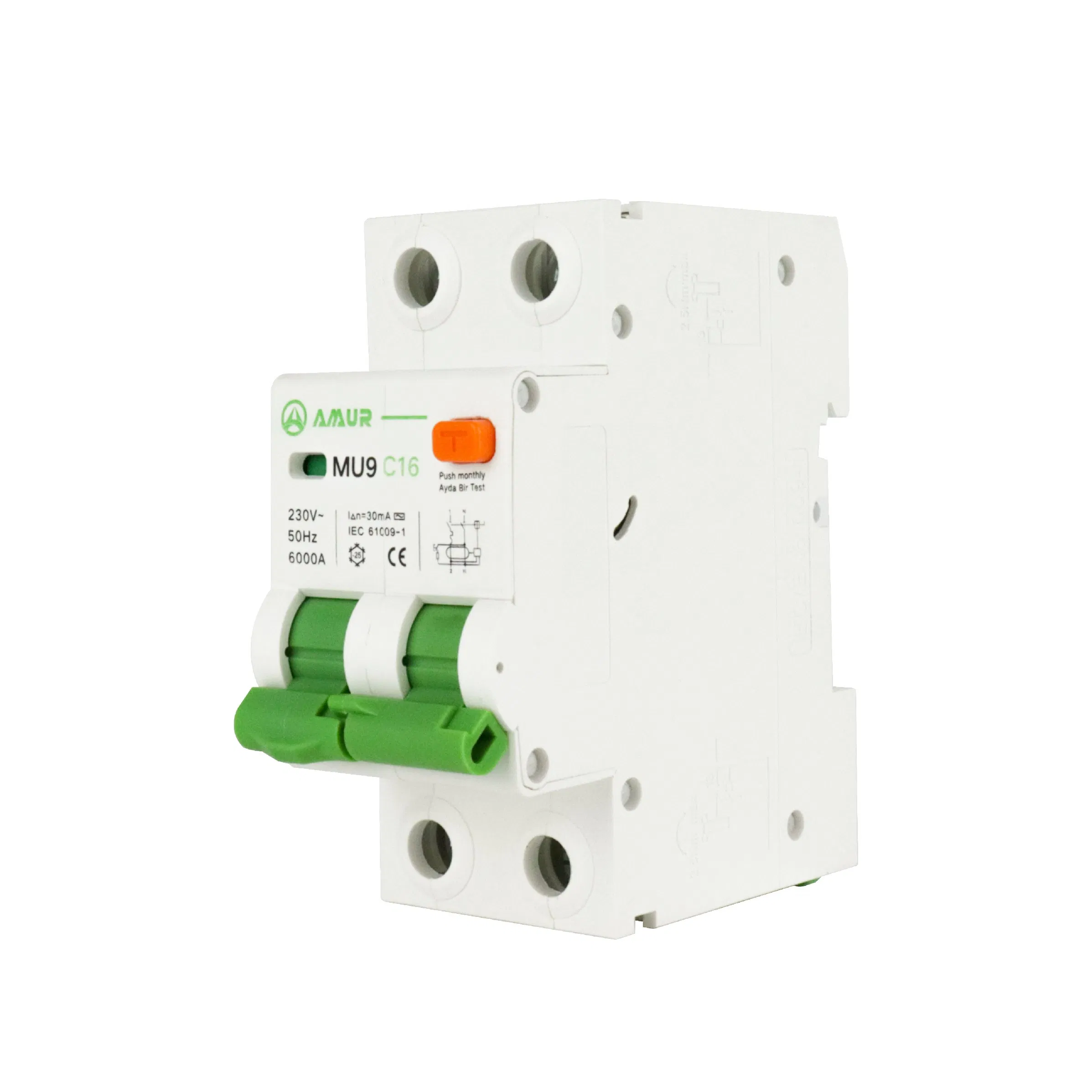 Disjuntor Residual Amur com Proteção contra Sobrecorrente 2p 1p+N RCBO 63A