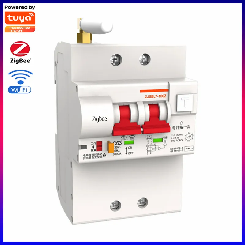 Zjsbl7-100z Interruptor de Circuito Inteligente de Proteção contra Vazamento de Terra WiFi Zigbee
