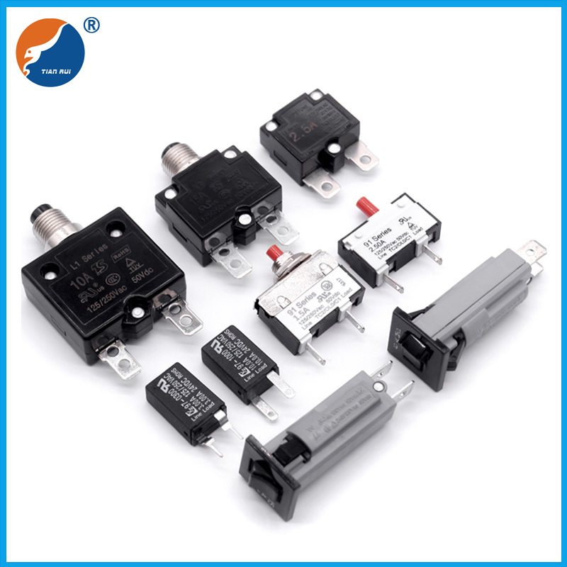 Interruptor Térmico Eletrônico AC/DC, Disjuntor Automático com Redefinição Manual, Protetor de Sobrecarga com Redefinição Automática, Protetor Térmico Bimetálico Miniatura com Pressão para Redefinir