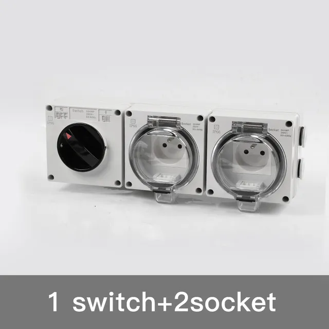 Tomada Switch à Prova de Água Tipo IP66 com 2 Saídas de Tomada