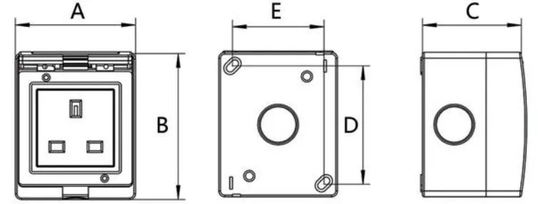 Desenho Técnico das Dimensões do Interruptor e Tomada