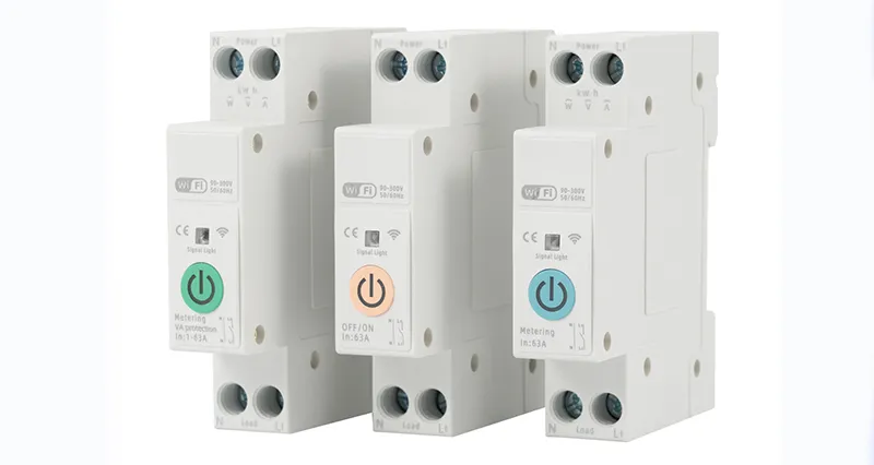 Disjuntor Miniatura WiFi Inteligente Tuya Monitoramento de Kwh Proteção contra Subtensão com Medidor e Relé de Temporizador Verde