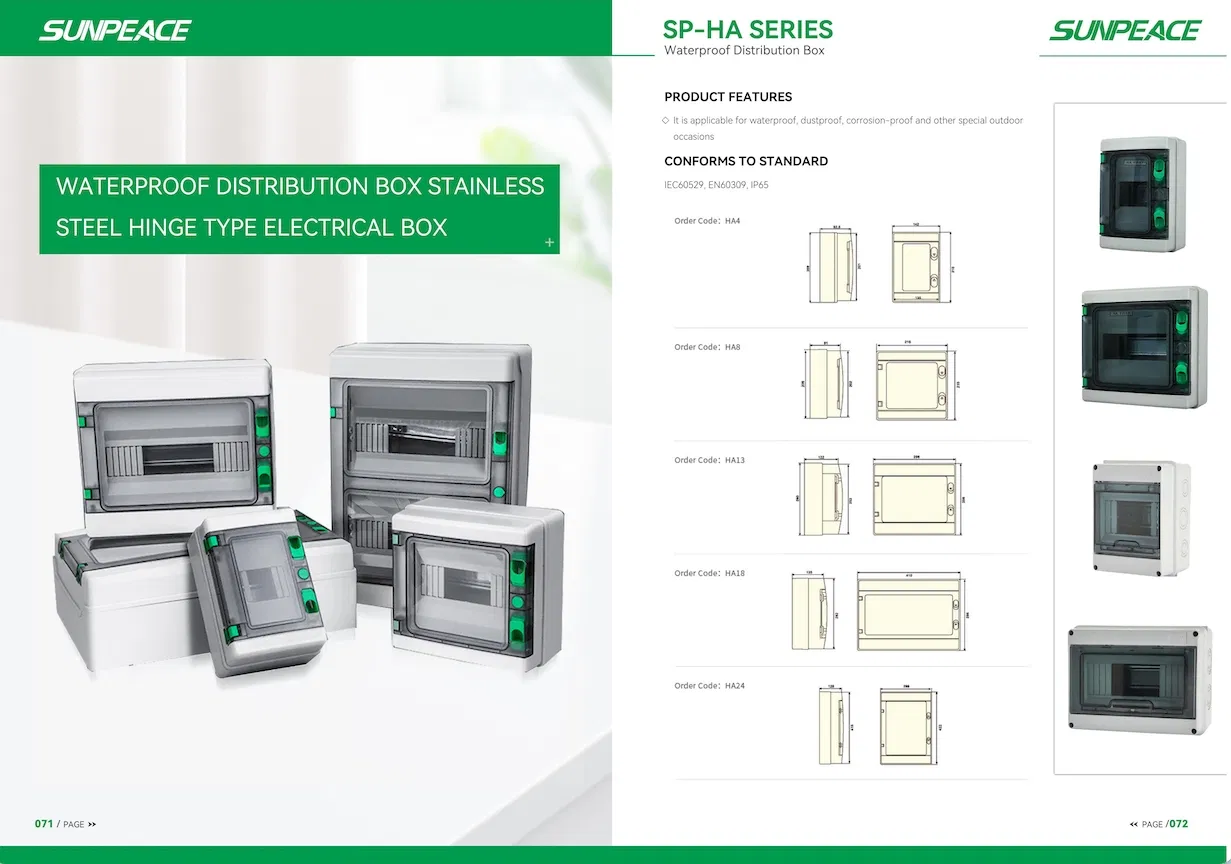IP65 Ht-8 Caixa de Distribuição MCB à Prova d'Água em Plástico ABS com 6 Vias
