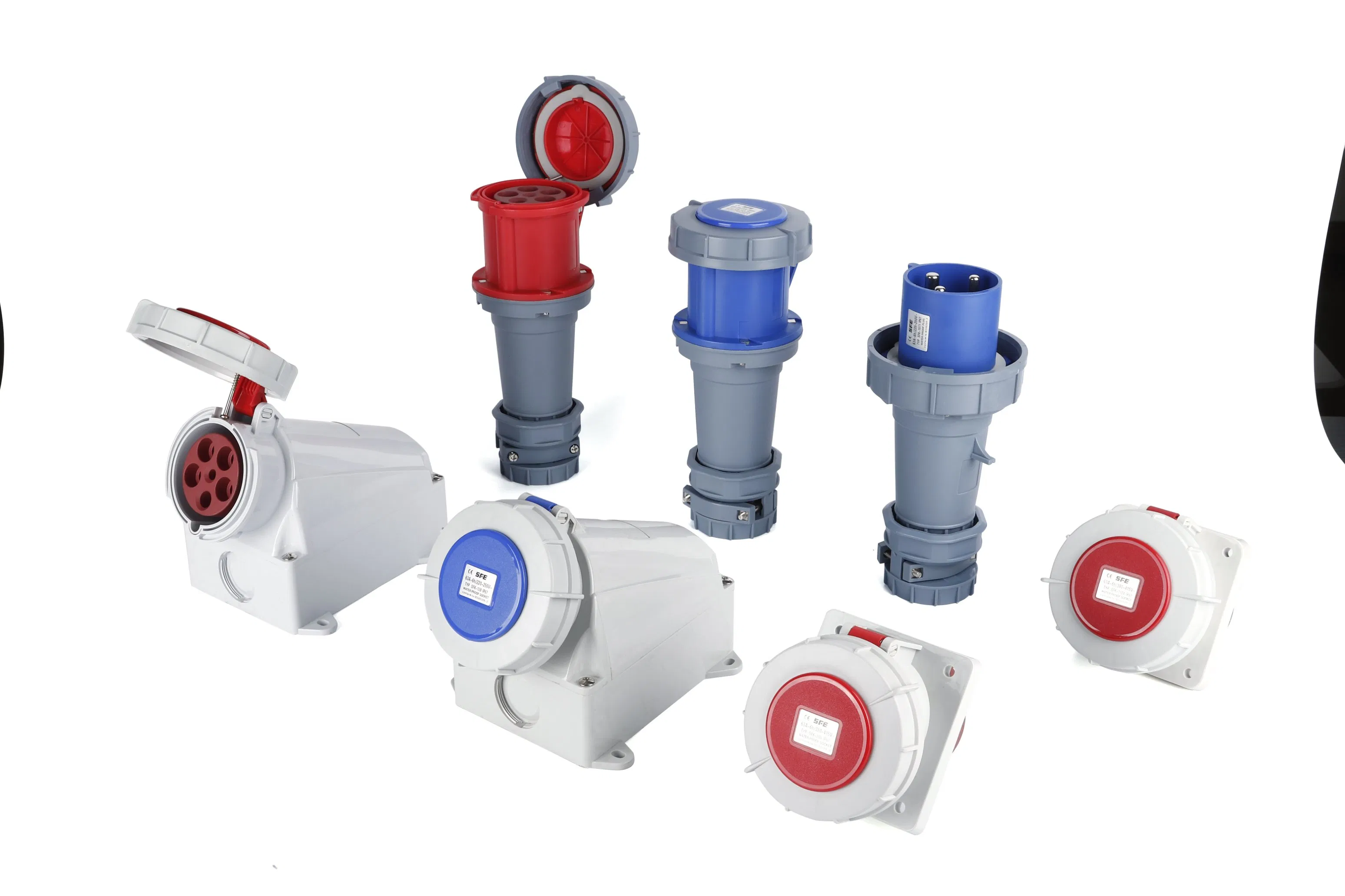 Fabricante Sfe Cee IP67 16A 32A 63A 125A 200A 6h 3pin/4pin/5pin Plugue Soquete Elétrico Industrial Monofásico Trifásico