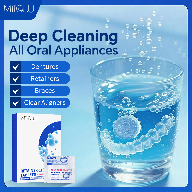 MIIGUU Antibacterial Denture Care Tablets For Whitening Aligner Night Guards Cleaning Retainers-Dental Care
