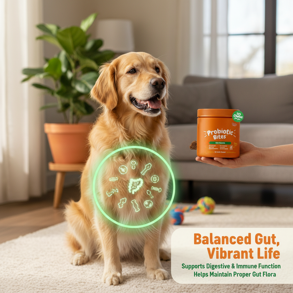 Probiotics for Dogs Soft Chews Digestive Enzymes Omega Pumpkin Gut Health Immunity Support Allergies Itchy Relief Pet Supplement