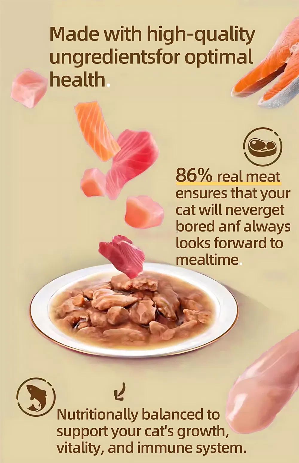 High Protein Grain-Free Chicken Goat Milk Cat Wet Food Pouch Detail