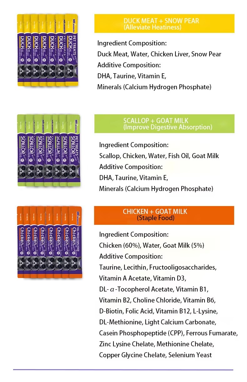 Wholesale Natural Cat Lick Sticks Tuna Salmon Chicken Wet Cat Food Supplement Nutritional Pet Cat Treats Stick