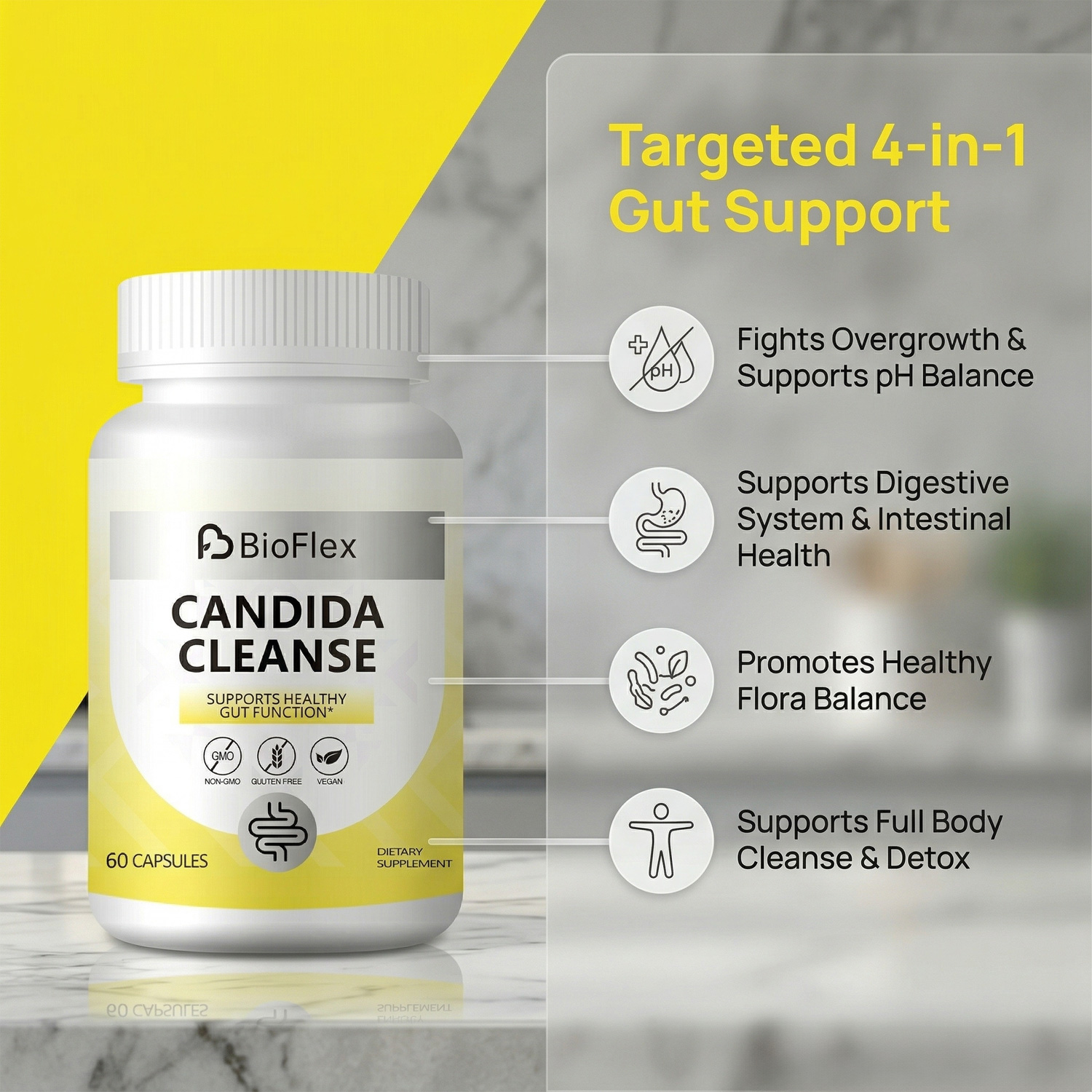GMP HALAL HACCP 60Capsules Gut Digestive And Intestinal Cleanse &amp; Detox Health Supplement Natural Herb Candida Cleanse Capsules
