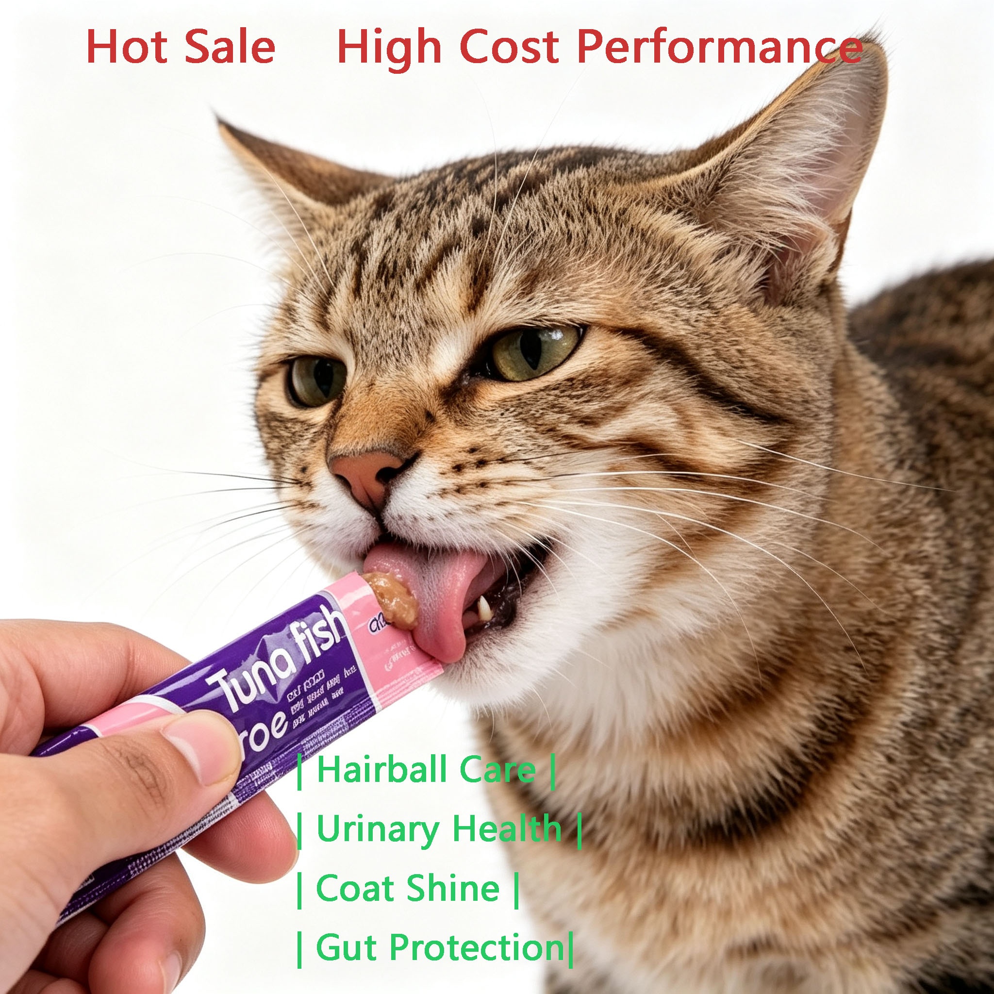 cat Treats Snacks Hairball Care|Urinary Health|Coat Shine|Gut Protection cat Wet Food 15g Low Price Factory Wholesale Strips