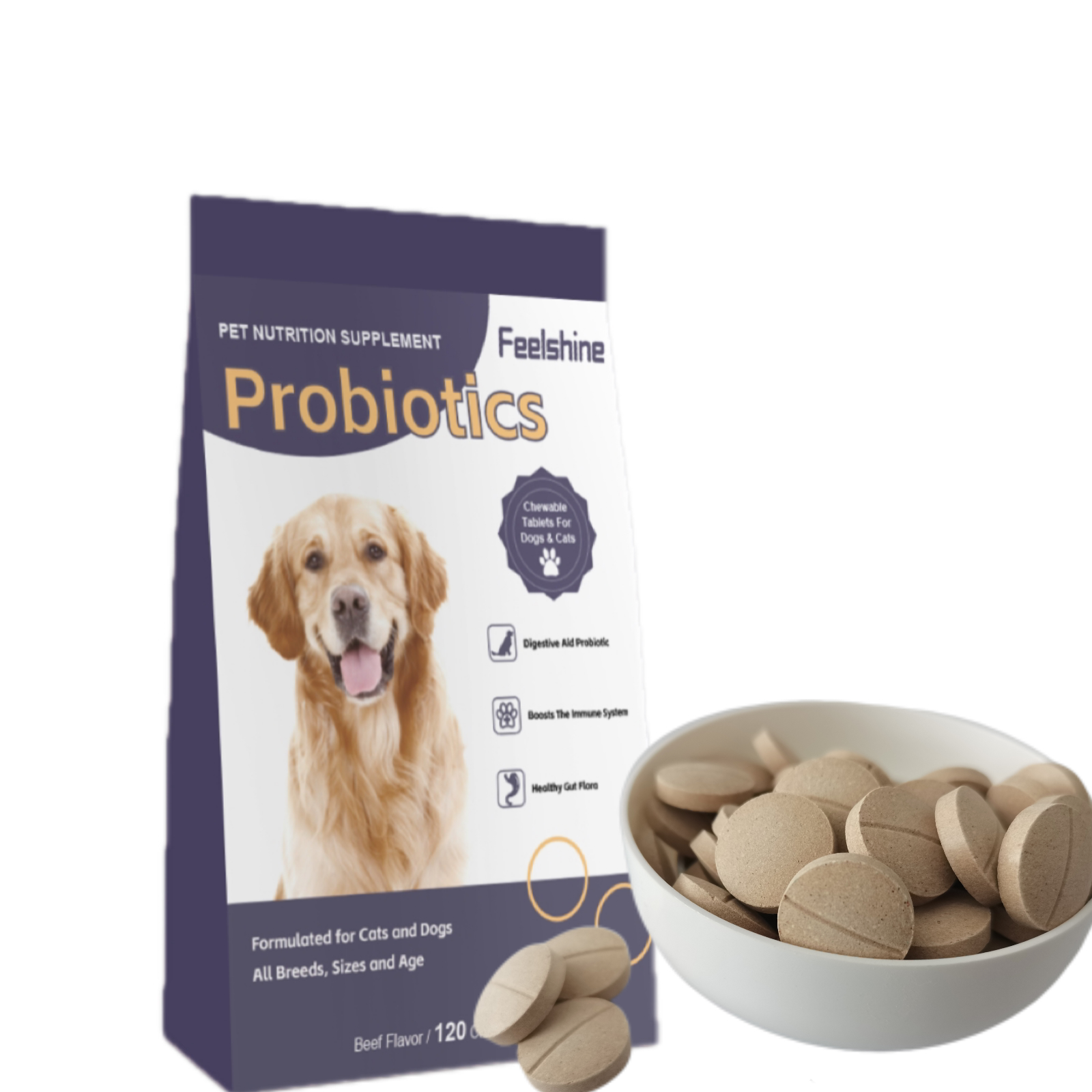 Wholesale Pet Food Supplement Prociotics Tablet Animal Feed Supplement Vitamin for Dogs
