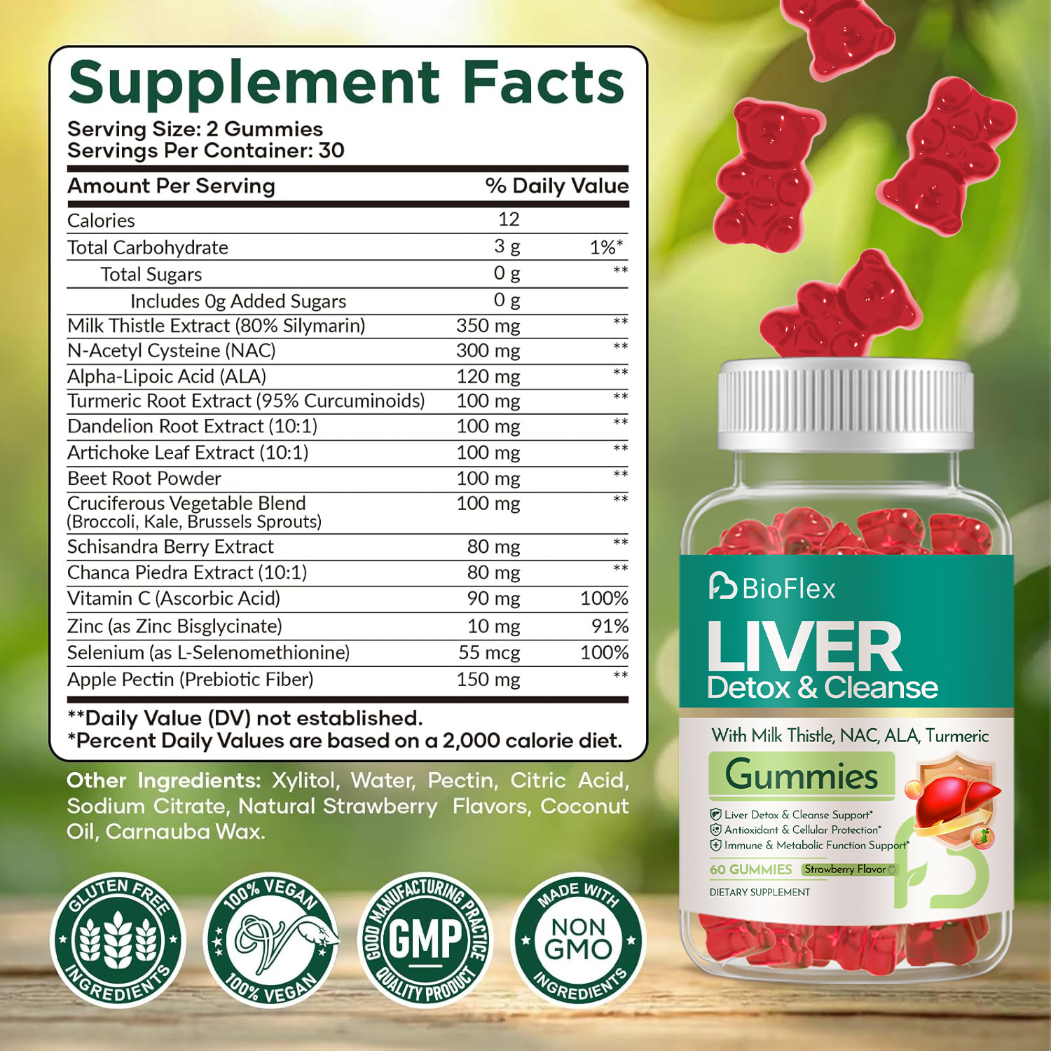 Liver Cleanse Detox &amp; Repair Gummies Milk Thistle Supplement With Nac, Alpha Lipoic Acid, Dandelion, Turmeric For Antioxidant