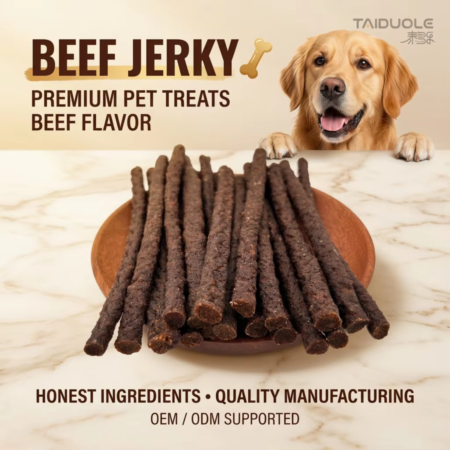 OEM ODM Organic High-Protein Nutritional Dog Treats Beef Jerky Cubes Strips 100g Training Reward Snacks for Dogs