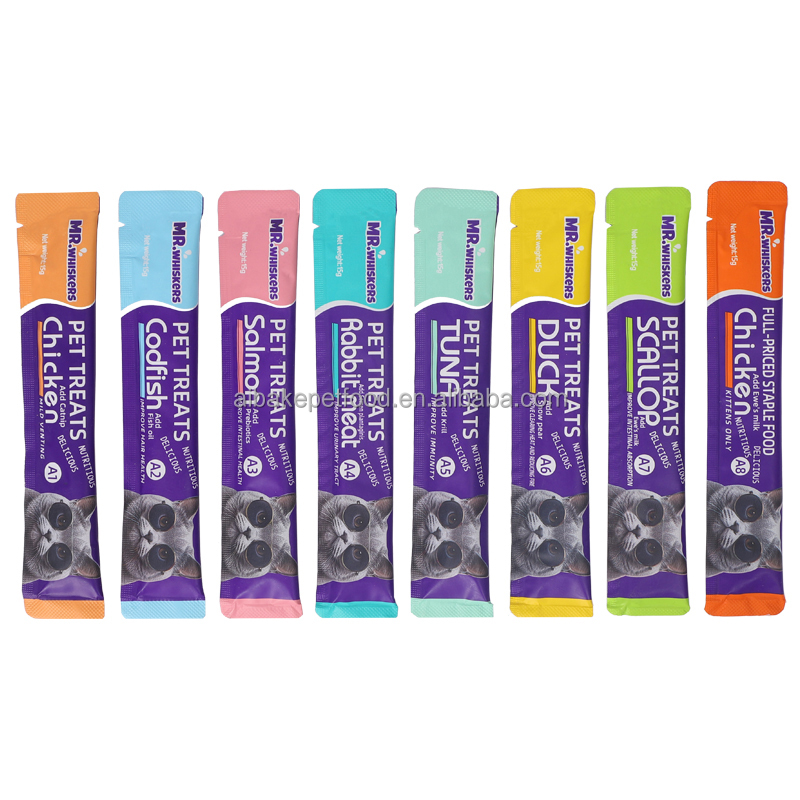 cat Treats Snacks Hairball Care|Urinary Health|Coat Shine|Gut Protection cat Wet Food 15g Low Price Factory Wholesale Strips