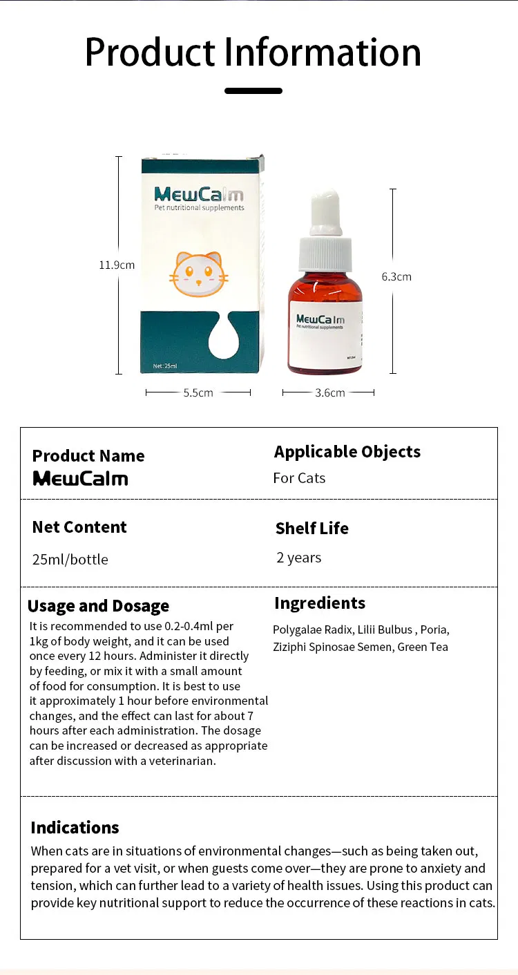 Cat Emotion Stress Relief Health Nutrition Veterinary Drug Pet Medicine Pet Supplement