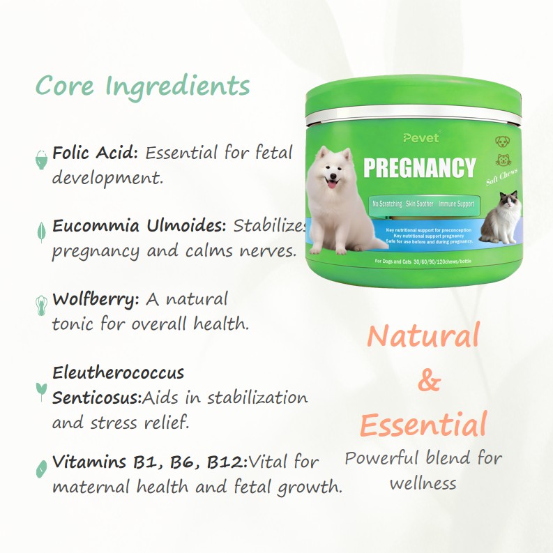 Pre Post Pregnancy Pet Supplements Nutritional Formula Long-acting Soft Chew Customized Multi Size Dog Cat Digestive Health