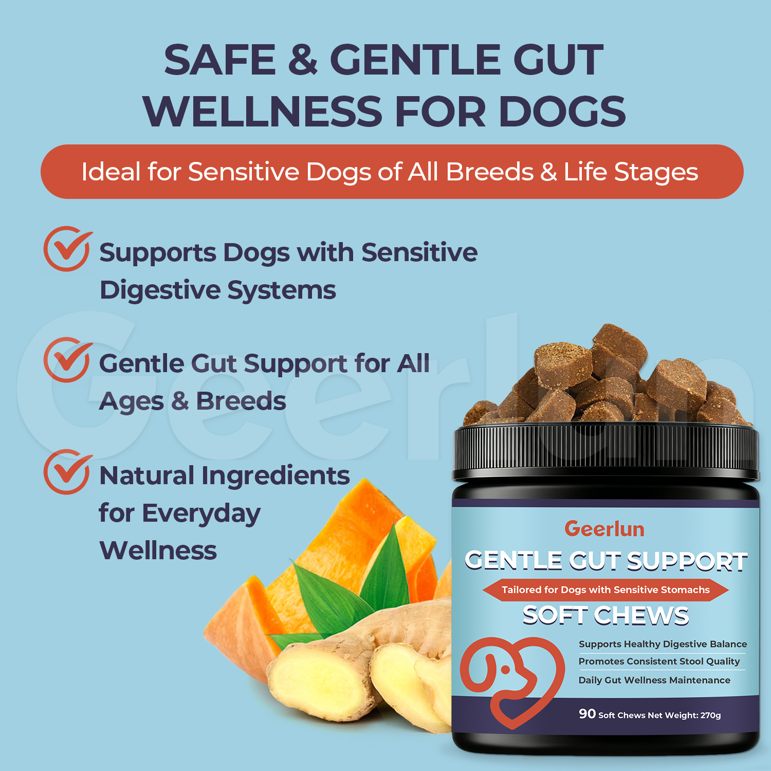 OEM Factory Supply Pet Natural Gut Support Soft Chews Promote Healthy Digestive Balance Probiotics Dogs Chews Supplements
