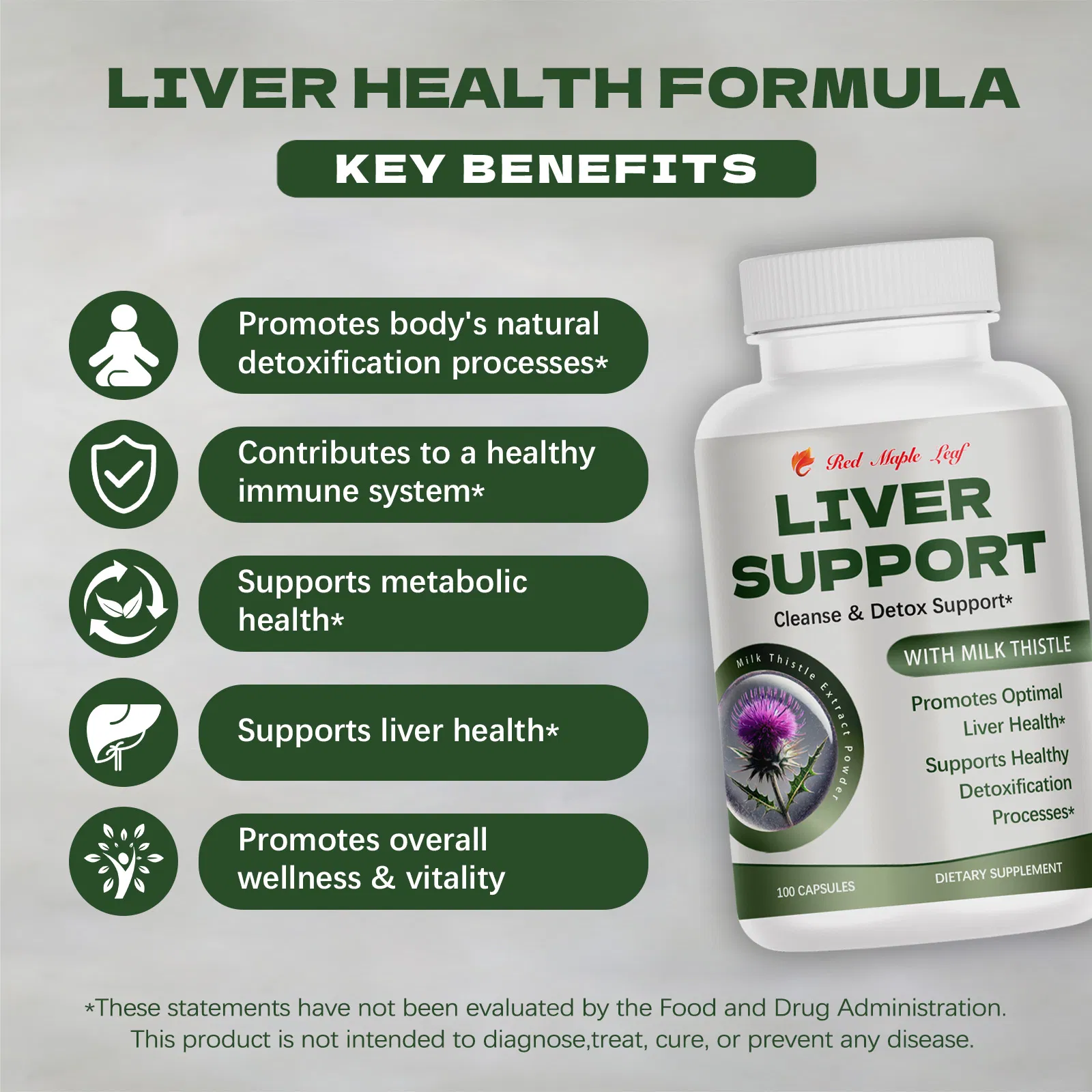 Liver Health & Detox Support Formula - with Milk Thistle, Dandelion & Turmeric