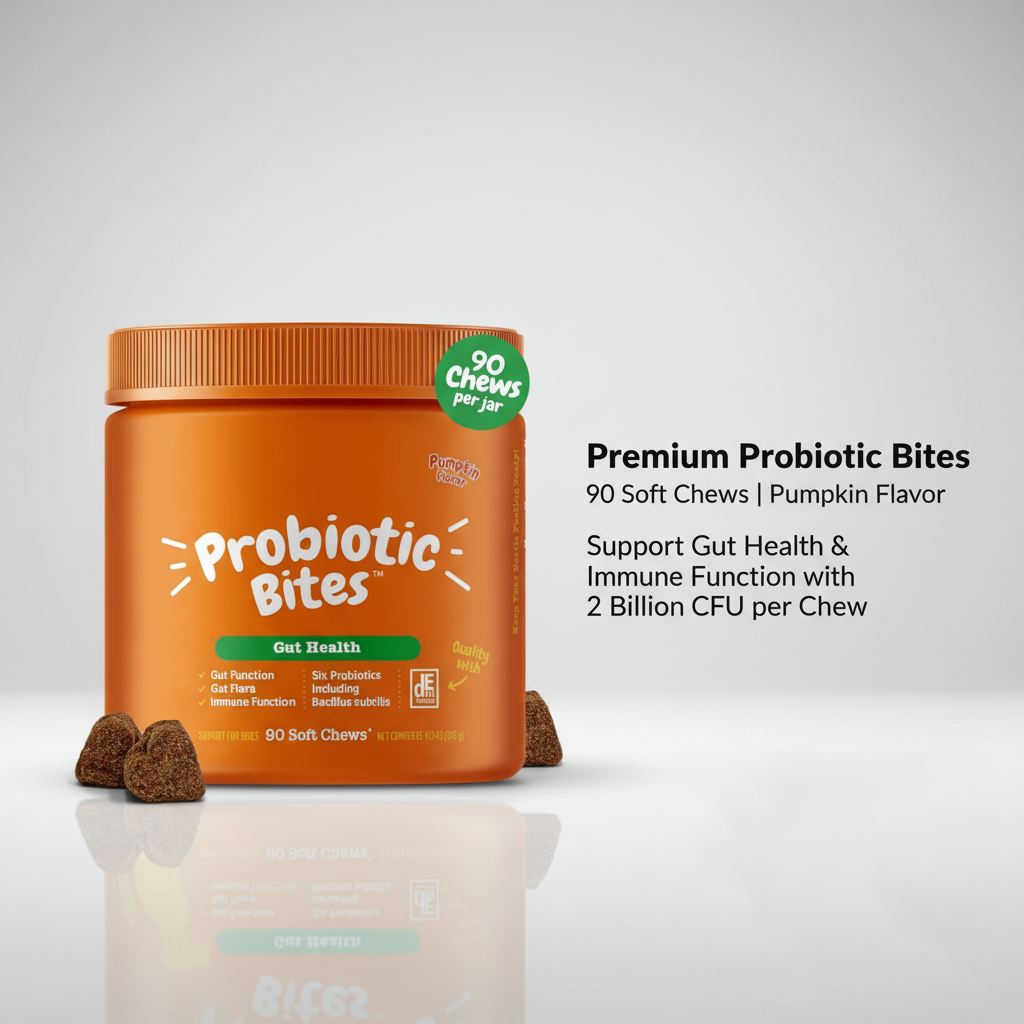 Probiotics for Dogs Soft Chews Digestive Enzymes Omega Pumpkin Gut Health Immunity Support Allergies Itchy Relief Pet Supplement