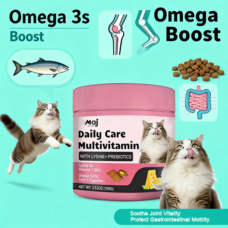 OEM Cat Multivitamin Crunchy &amp; Creamy Chews Cat Treats For Immune Health Joint Support Vitamins With Lysine &amp; Probiotics