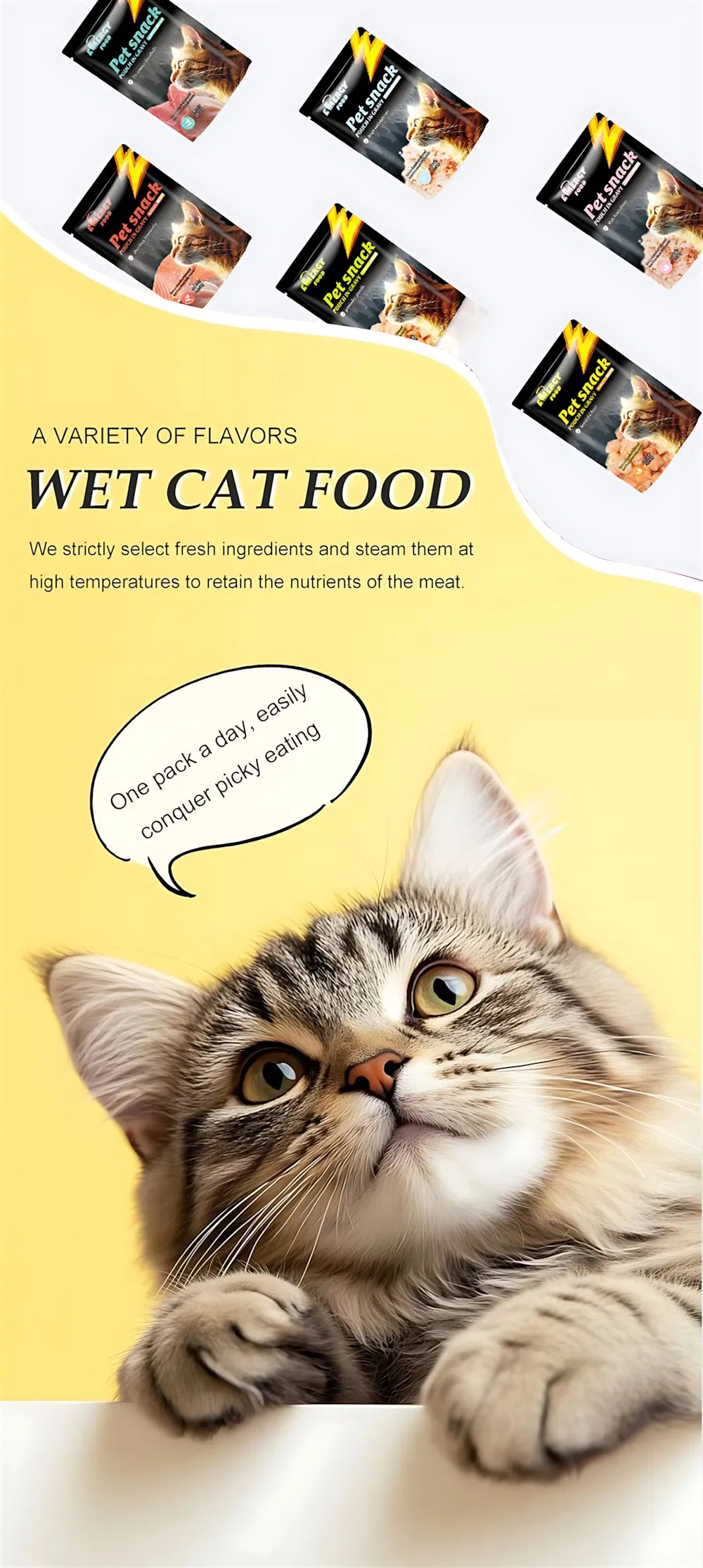 High Protein Grain-Free Chicken Goat Milk Cat Wet Food Pouch 85g for Kittens Puppies Digestive Support Nutrition