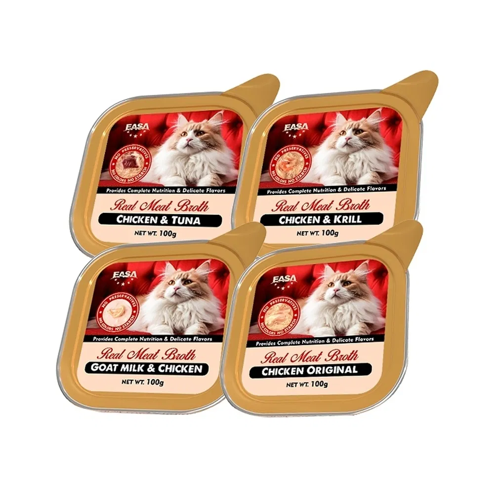 Wet Food Easa Real Chicken Meat Broth for Cats 100g×12 Hydrating Digestible Cat Wet Food Topper