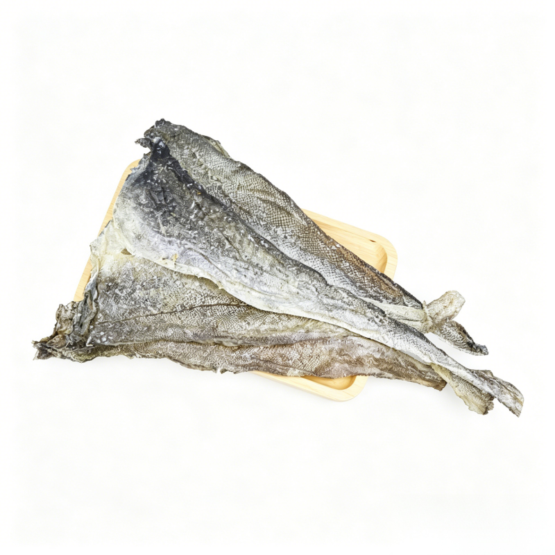 Wholesale Bulk Grain Free Natural Omega 3 High Protein Whole Piece Dehydrated Cod Fish Skin Dog Food Pet Food Dog Treats