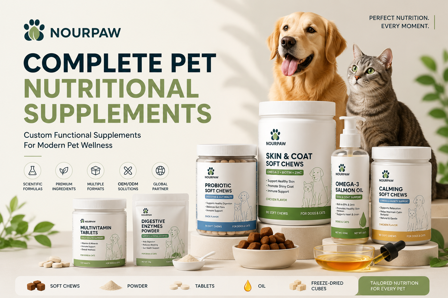 NOURPAW Indoor Formula Soft Chews for Indoor Cats Hairball Control Weight Management Taurine OEM ODM