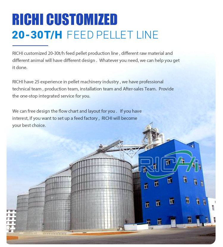 Customized 20-30T/H Complete Poultry Animal Cattle Chicken Feed Factory for Algeria Customer