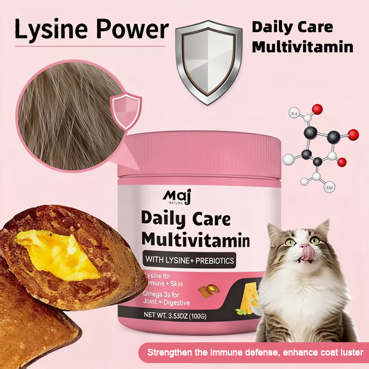 OEM Cat Multivitamin Crunchy &amp; Creamy Chews Cat Treats For Immune Health Joint Support Vitamins With Lysine &amp; Probiotics