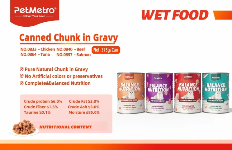 Complete Cat Wet Diet with High Moisture and Natural Protein Canned Chunk in Gravy