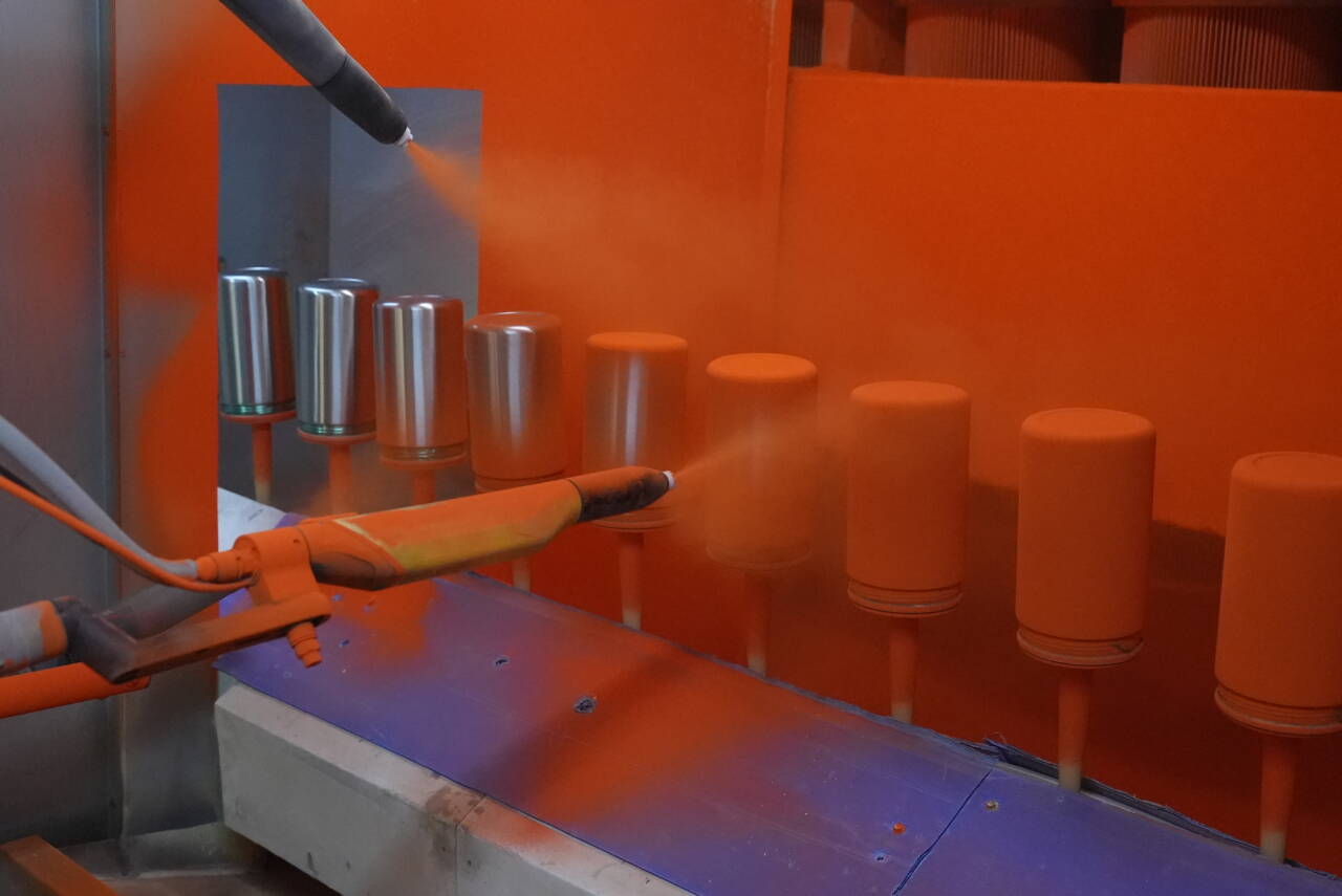 Finished powder coating display
