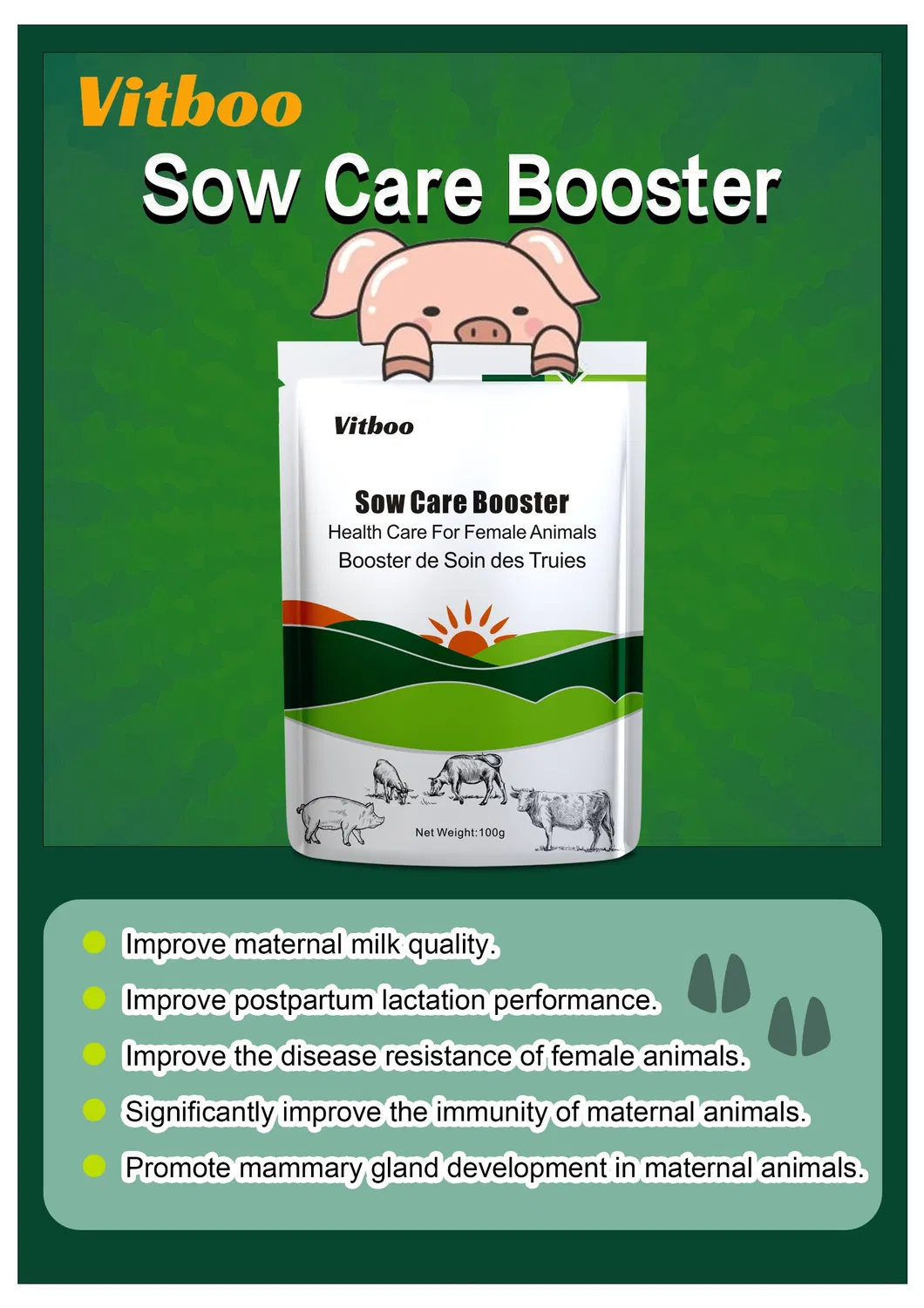 Swine Sow Health Care Booster Feed Supplement Sow Nutrition Plus Improve Piglet Survival Rate More Born Piglets