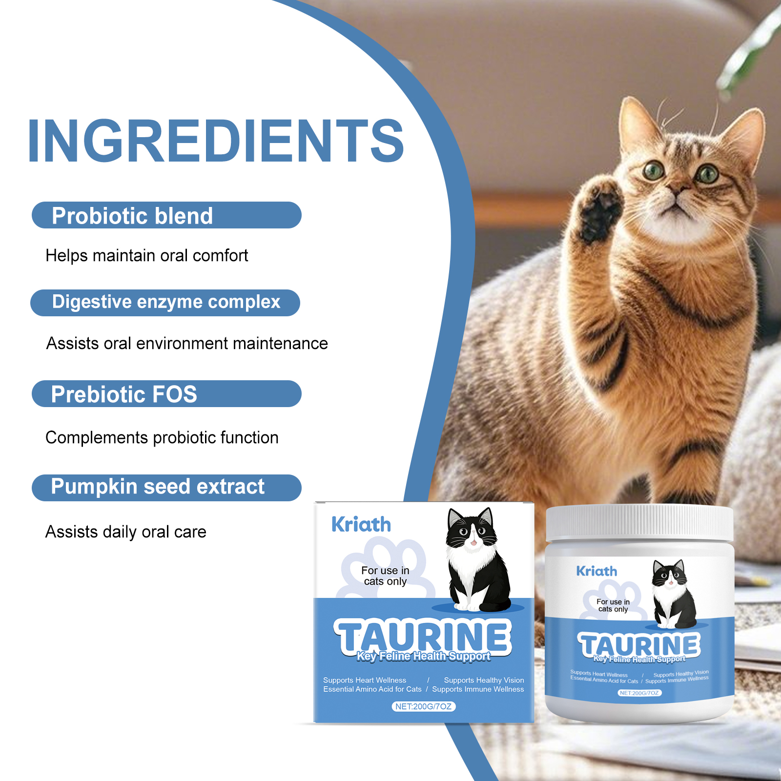 Cat Dog Taurine Pink Powder Mild Formula Daily Care Comfortable Pet Body Nutrition 200g Complex Vitamins Trace Elements
