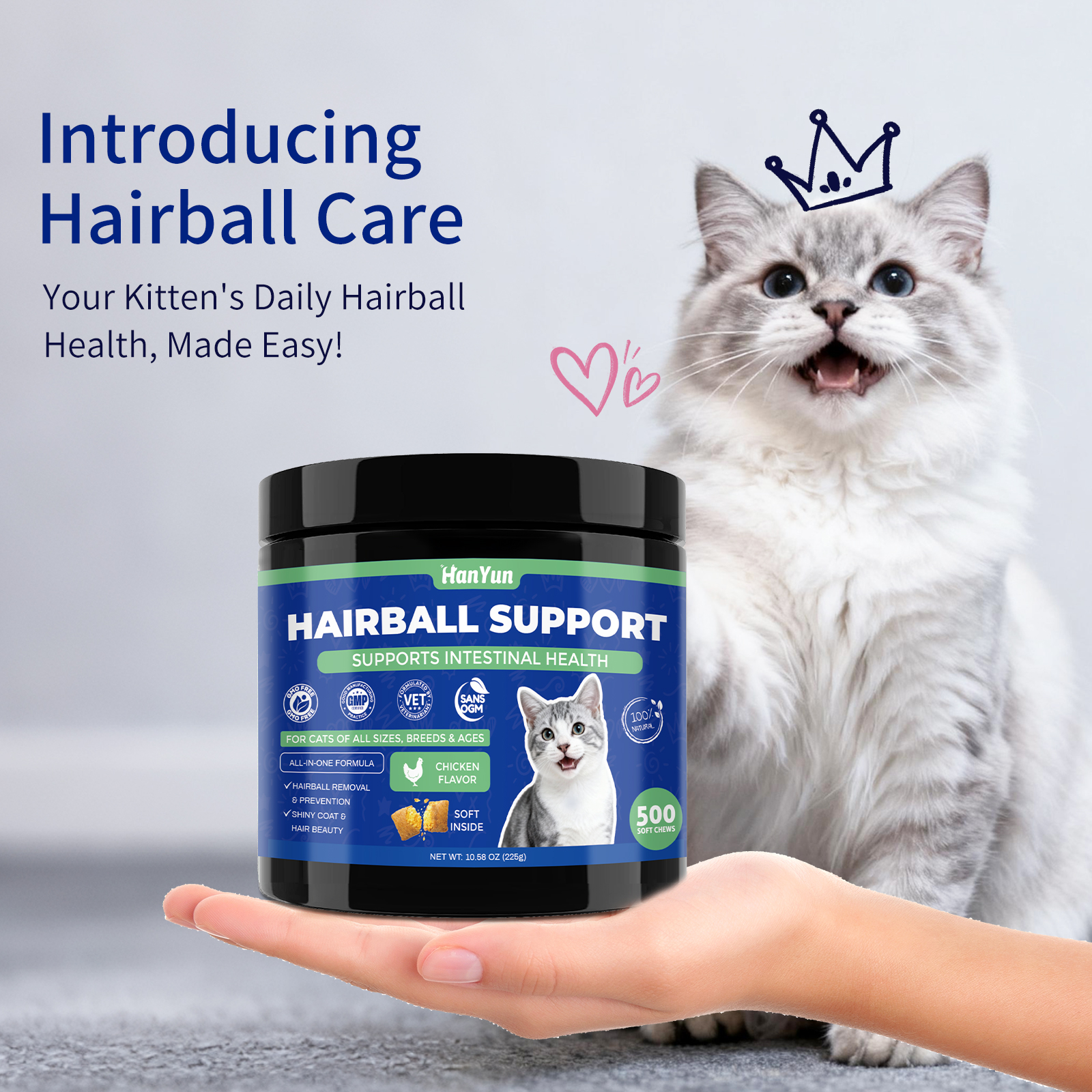 Oem Odm Cat Treats Snacks Hairball Remove Soft Chews Nutritional Supplement Omega 3&amp;6 Fatty Acids High-protein Support Health