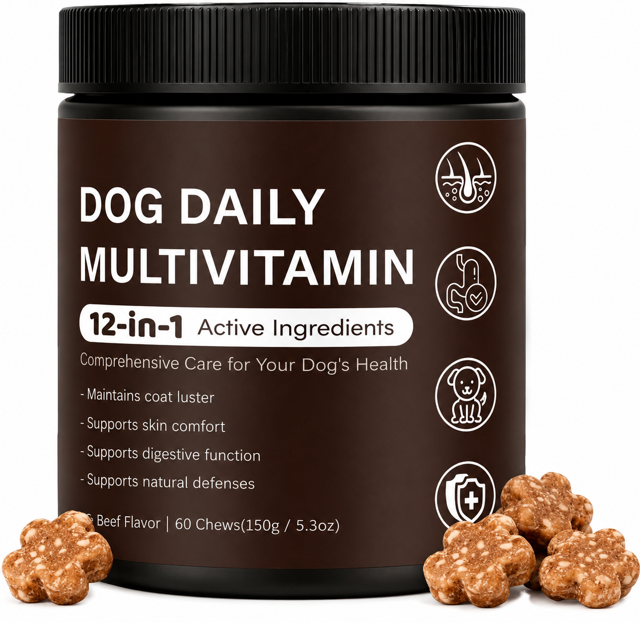 Omega-3 12-in-1 Active Ingredients Dog Multivitamin Soft Chews Pet Food Health Care Supplements for Skin &amp; Coat