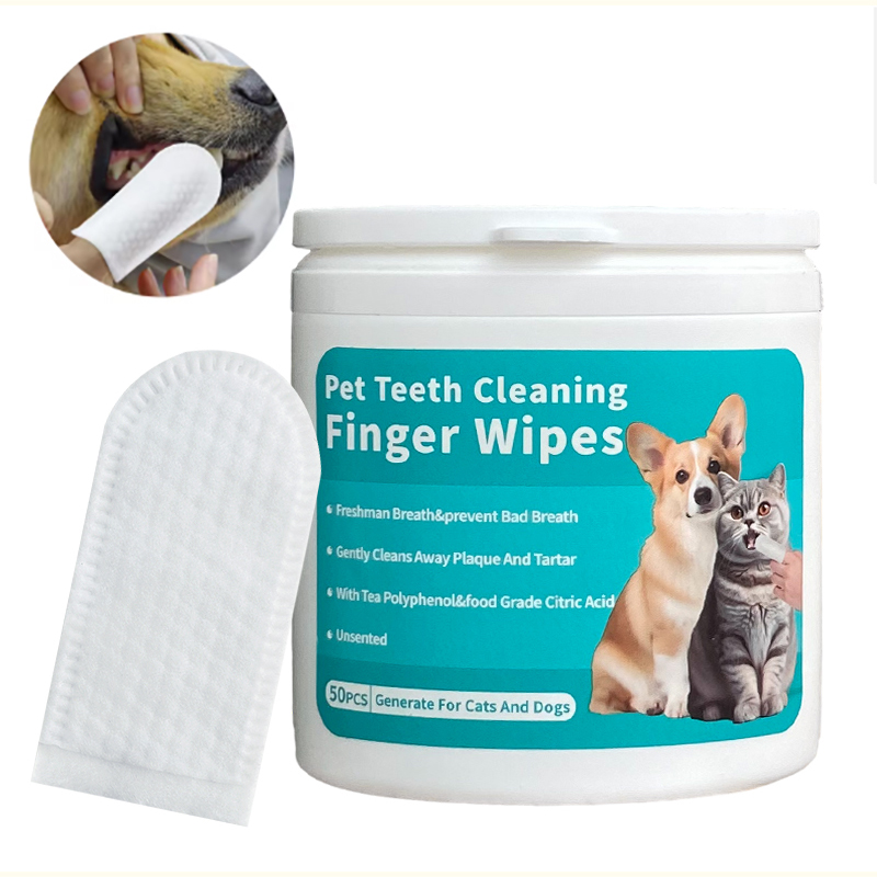 Dog Dental Wipes Pet Care Oral Cleansing Teeth Wipes Dog Teeth Finger Wipes Pet Teeth Cleaning Removing Tartar