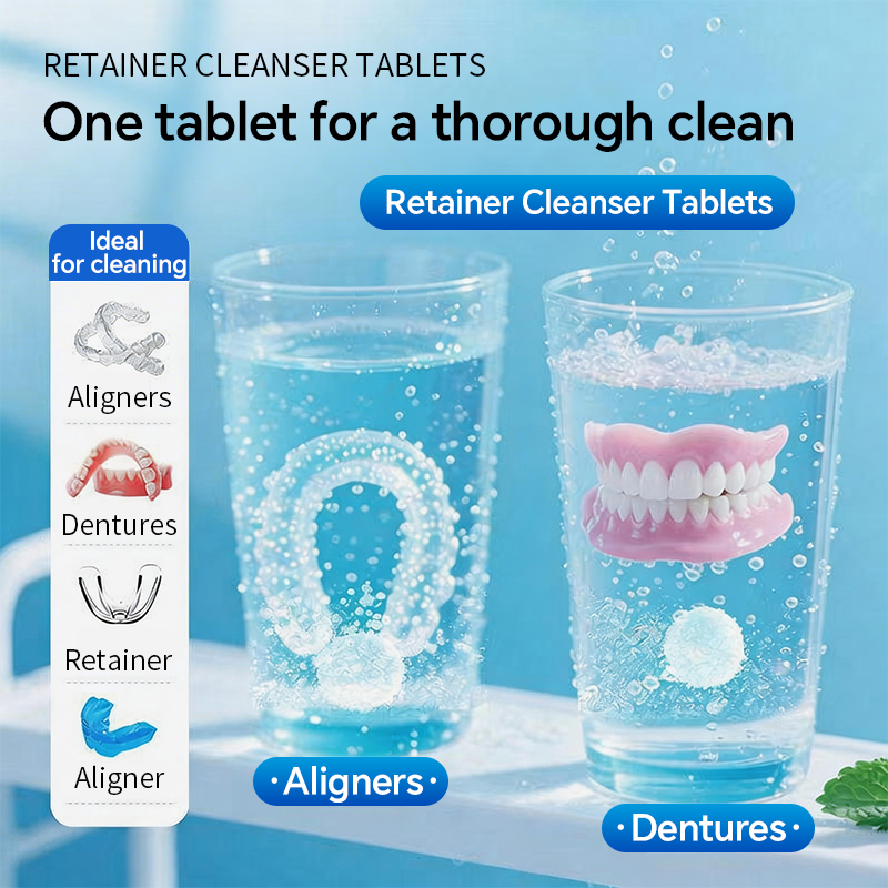 MIIGUU Antibacterial Denture Care Tablets For Whitening Aligner Night Guards Cleaning Retainers-Dental Care