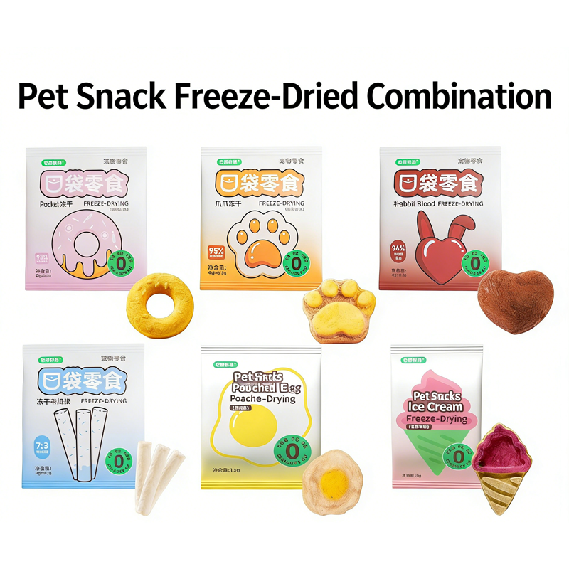 OEM 95% Pure Meat Freeze-Dried Pet Treats Egg Yolk Flavor, Chicken &amp; Salmon Recipe High-Protein Pouch Snacks For Dogs &amp; Cats