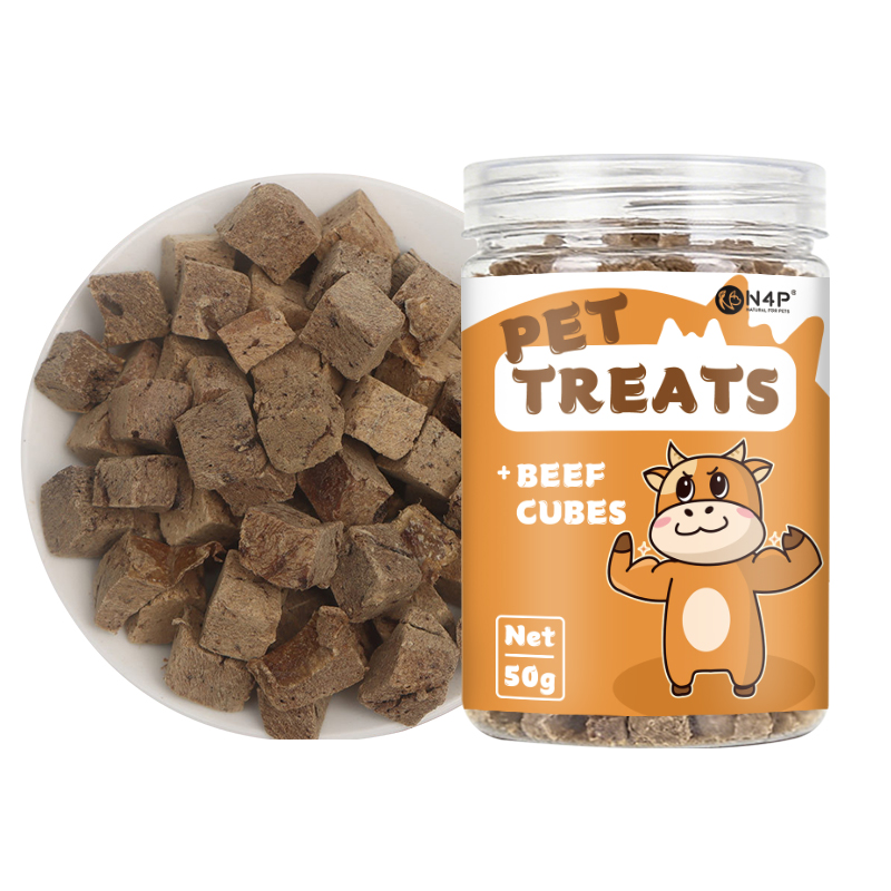 N4P High-Protein Freeze-Dried Beef Cubes Pet Snacks, High-Nutrition Pet Training Treats Premium Pet Freeze-Dried Food