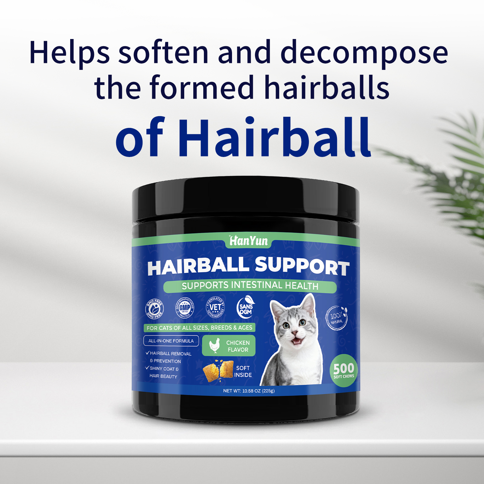 Oem Odm Cat Treats Snacks Hairball Remove Soft Chews Nutritional Supplement Omega 3&amp;6 Fatty Acids High-protein Support Health