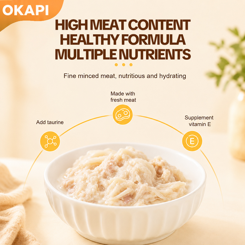 FDA Certified OEM/ODM Complete Meal Wet Cat Food Pouch High Protein Fresh Meat Rich Soup Staple Food Pet Food