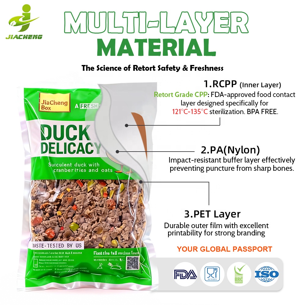 Custom Printed High Barrier Sterilizable Food Grade Fresh Dog Food Packaging Retort Pouches Vacuum Sealed Bags For Wet Pet Food