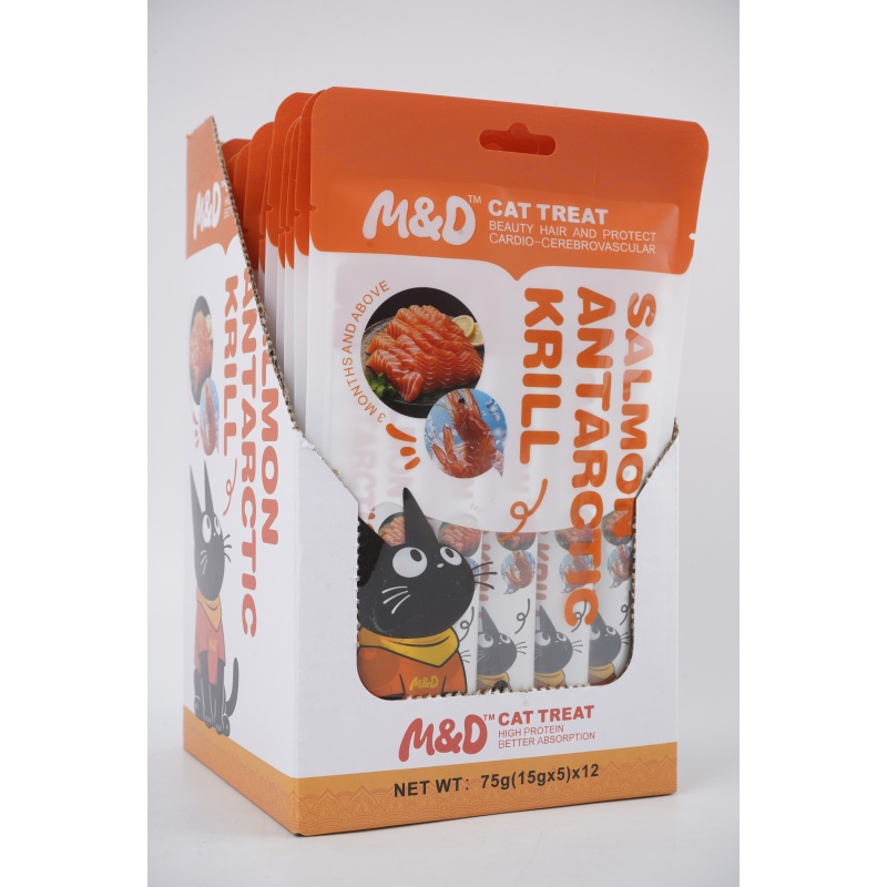 Plant Supplier 15g OEM ODM Natural Multi Favor Cat Treat Snacks Wholesale Cat Strips Snacks Treats Pet Wet Food Organic Pet Food