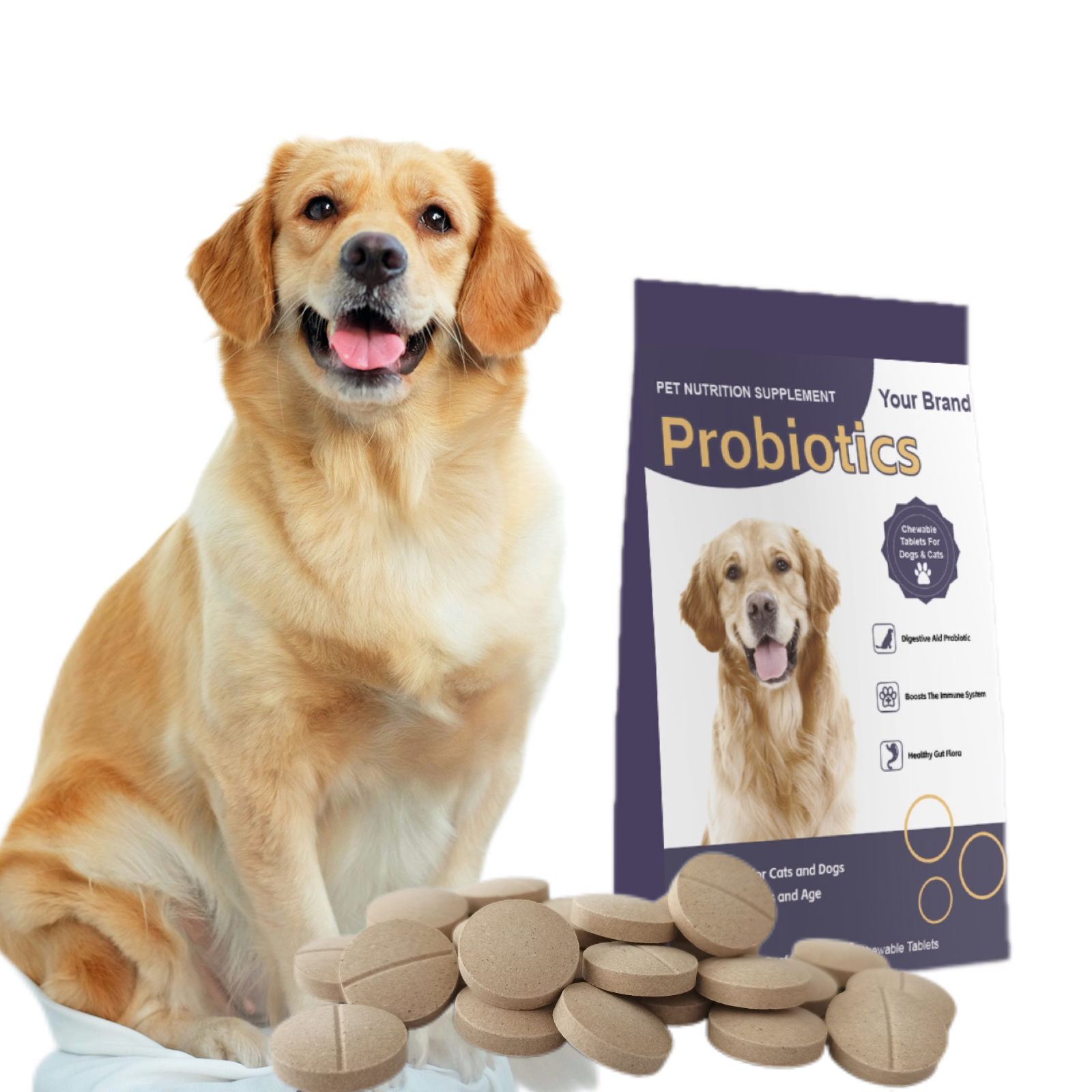 Wholesale Pet Food Supplement Prociotics Tablet Animal Feed Supplement Vitamin for Dogs