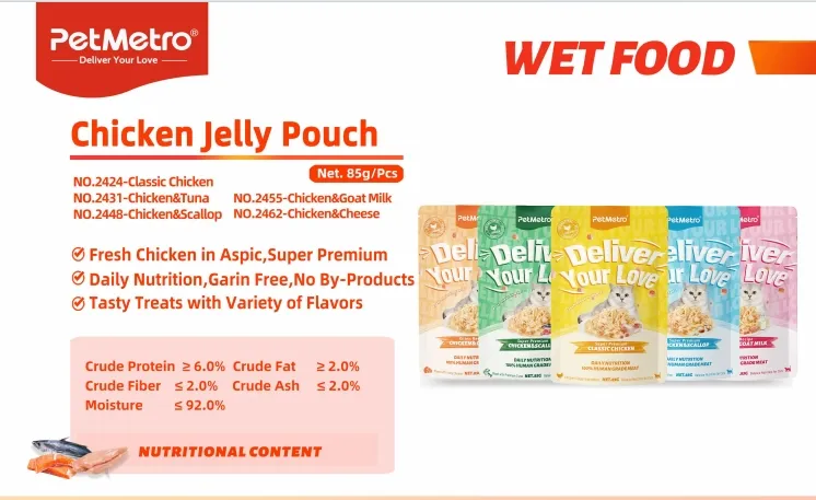 High Protein Fresh Chicken Aspic Cat Diet Designed for Active and Indoor Cats Chicken Jelly Pouch