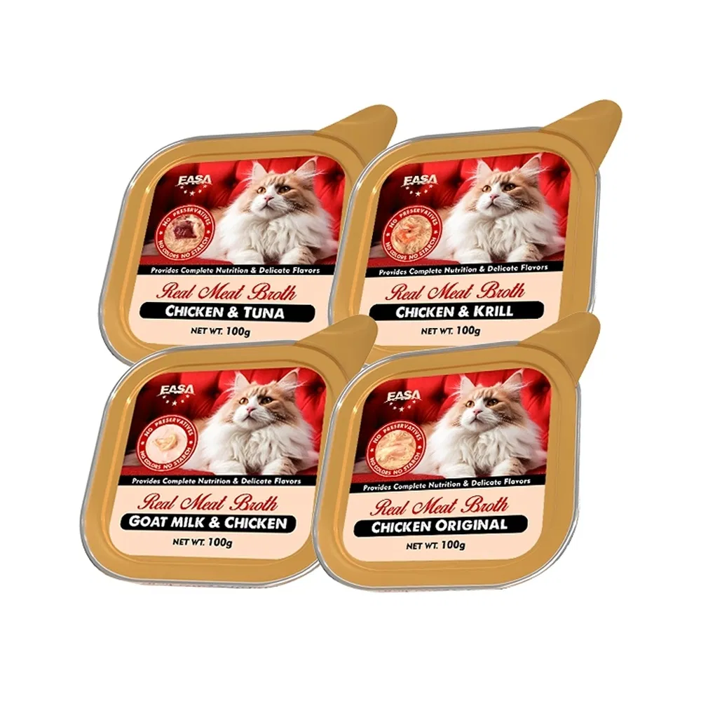 Wet Food Easa Real Chicken Meat Broth for Cats 100g×12 Hydrating Digestible Cat Wet Food Topper