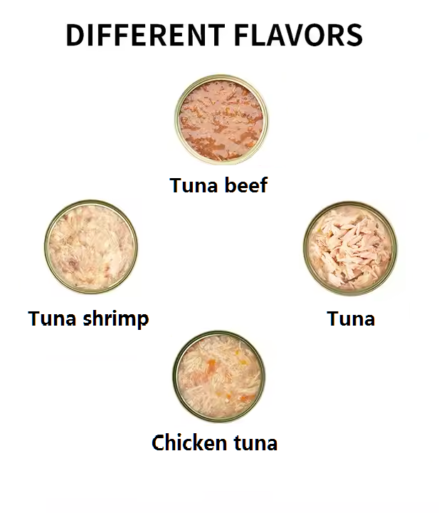 Factory Customized Sales of High Protein Tuna Shrimp Flavor Wet Cat Food Canned Nutrition Delicious Cat Dog Snack Treats