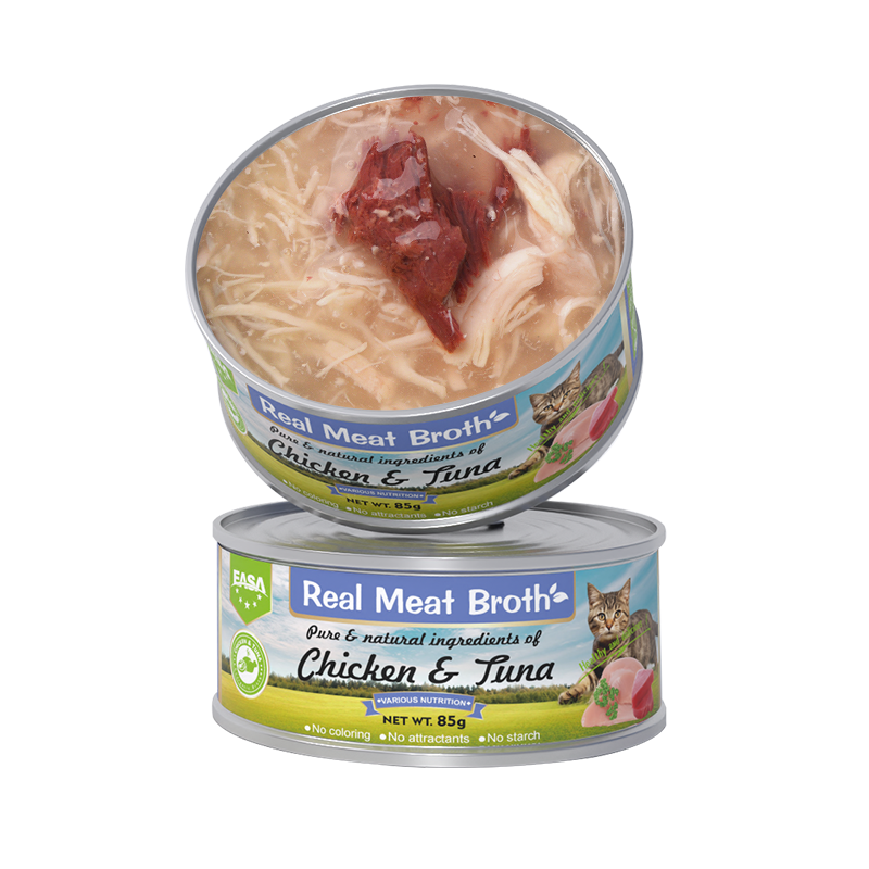 Wholesale Real Meat Broth 3oz Wet Cat Food 85g Grain-free Healthy Natural Ingredient Delicious Chicken Pumpkin Tuna Recipe