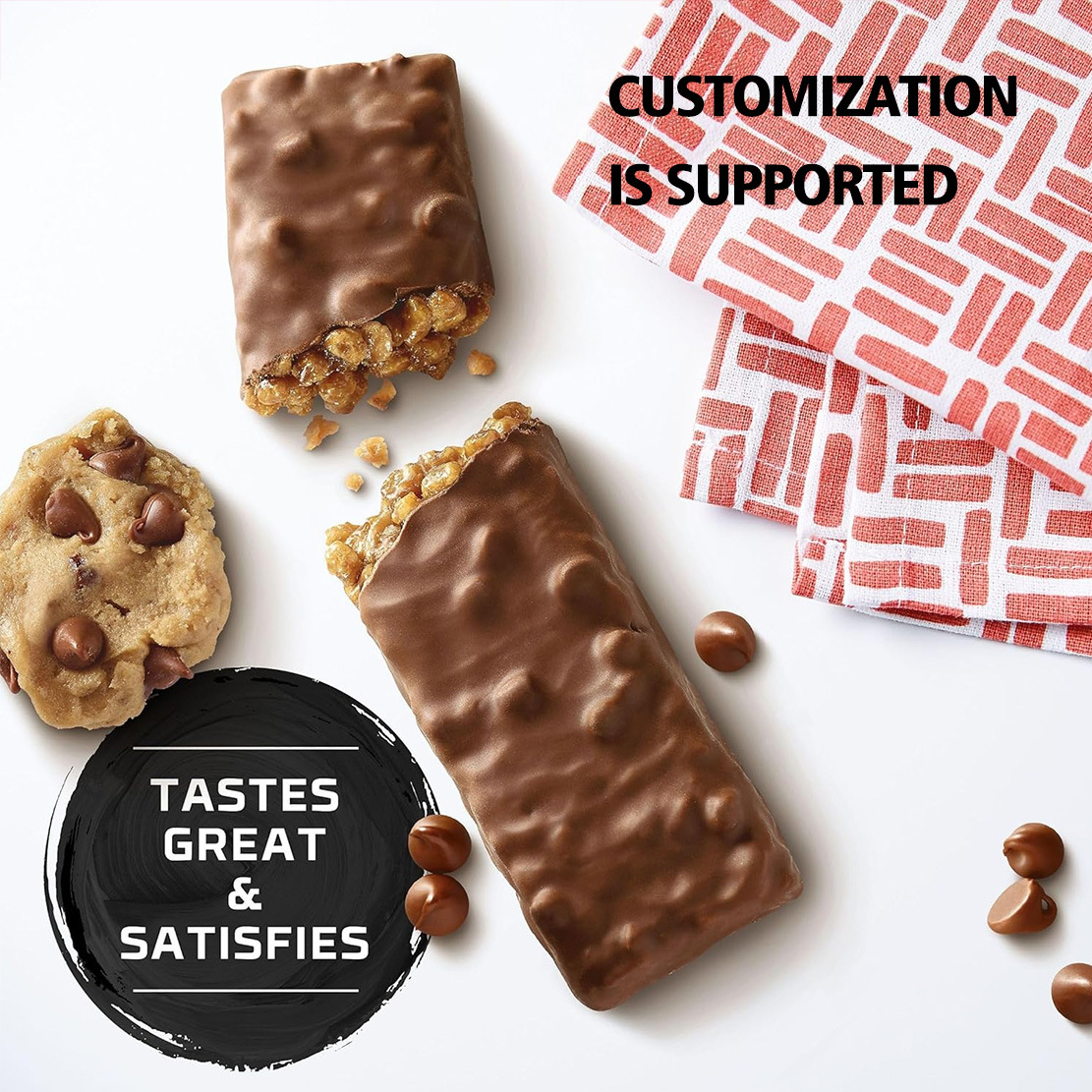 OEM Private Label Chocolate Protein Bars 12g High Protein Meal Replacement Bar Cookie Dough Flavor Sports Nutrition